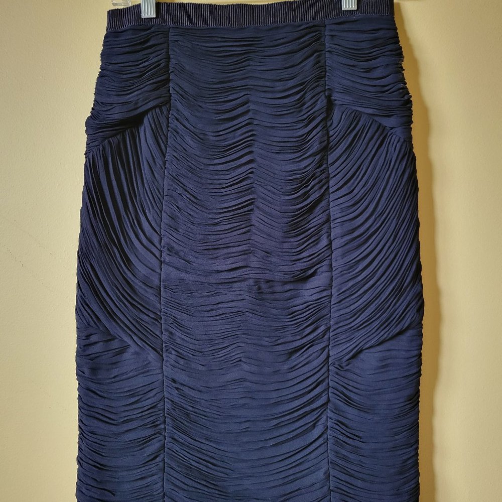 Burberry Navy Chiffon Ruched Skirt Size 6